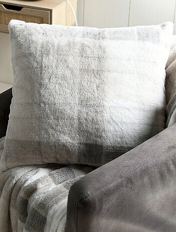 Coussin à carreaux écossais en imitation fourrure