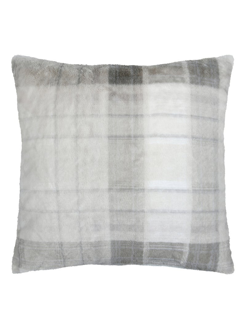 Coussin à carreaux écossais en imitation fourrure Beige - Kiabi