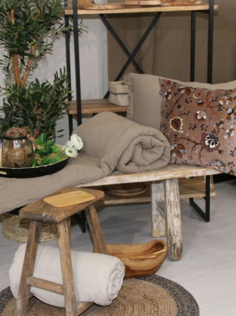 Coussin à franges en coton Taupe - Kiabi