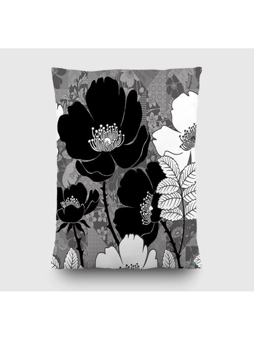 Coussin a motif a fleurs blanche et noir - 45 cm x 45 cm - Kiabi Coussin a motif a fleurs blanche et noir - 45 cm x 45 cm - Kiabi