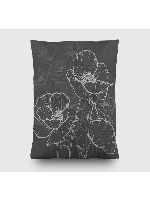 Coussin a motif a fleurs noir- 45 cm x 45 cm - Kiabi