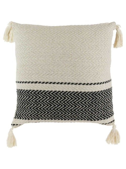 Coussin à motifs berbères avec pompons - Kiabi