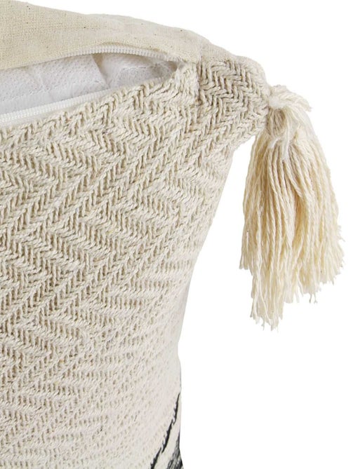Coussin à motifs berbères avec pompons - Kiabi