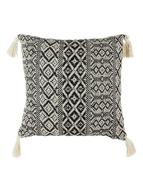 Coussin à motifs ethniques avec pompons - Kiabi