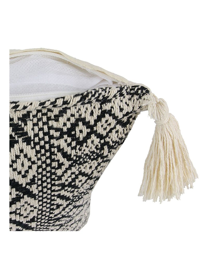 Coussin à motifs ethniques avec pompons Beige - Kiabi