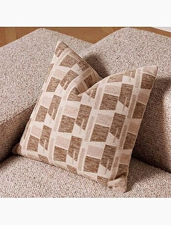 Coussin à motifs géométriques en velours jacquard 40x40cm