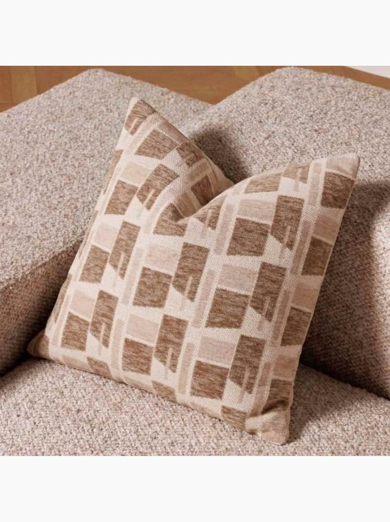 Coussin à motifs géométriques en velours jacquard 40x40cm Marron - Kiabi