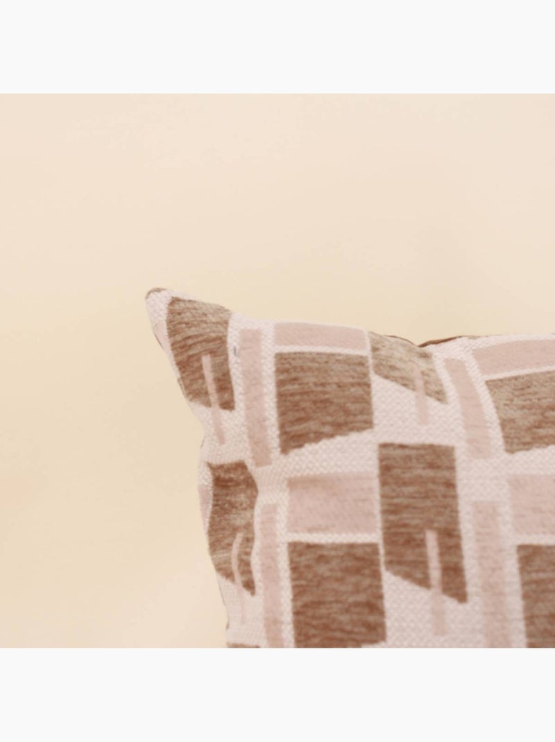 Coussin à motifs géométriques en velours jacquard 40x40cm Marron - Kiabi