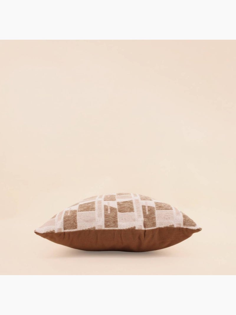 Coussin à motifs géométriques en velours jacquard 40x40cm Marron - Kiabi