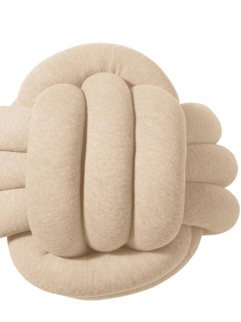 Coussin à nouer en coton tricoté Beige - Kiabi