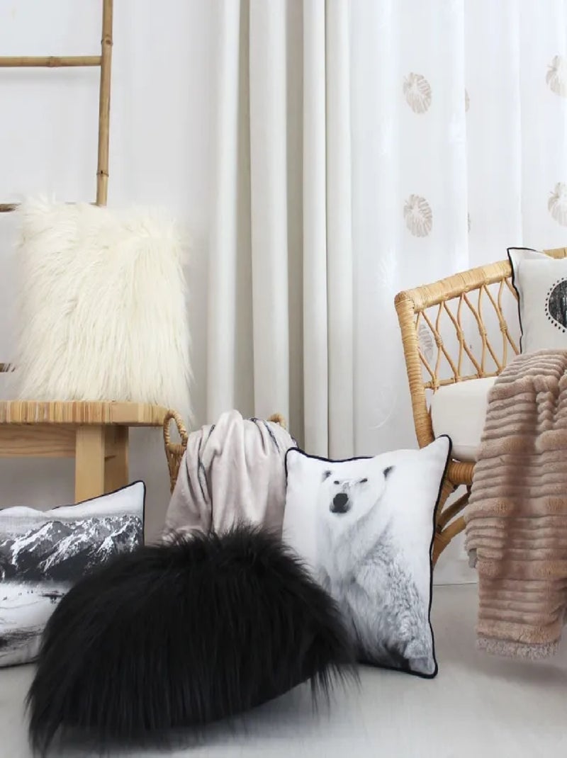 Coussin a poil Epicea Ecru - Kiabi
