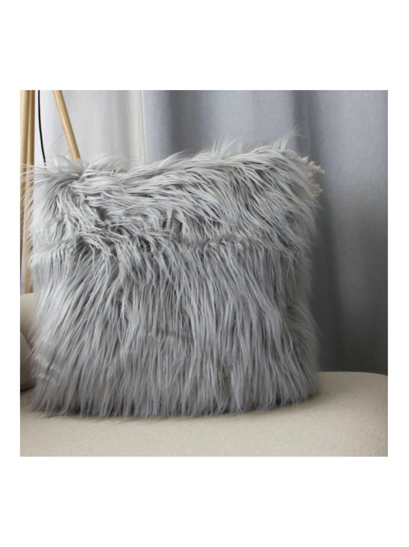 Coussin a poil Epicea Gris - Kiabi