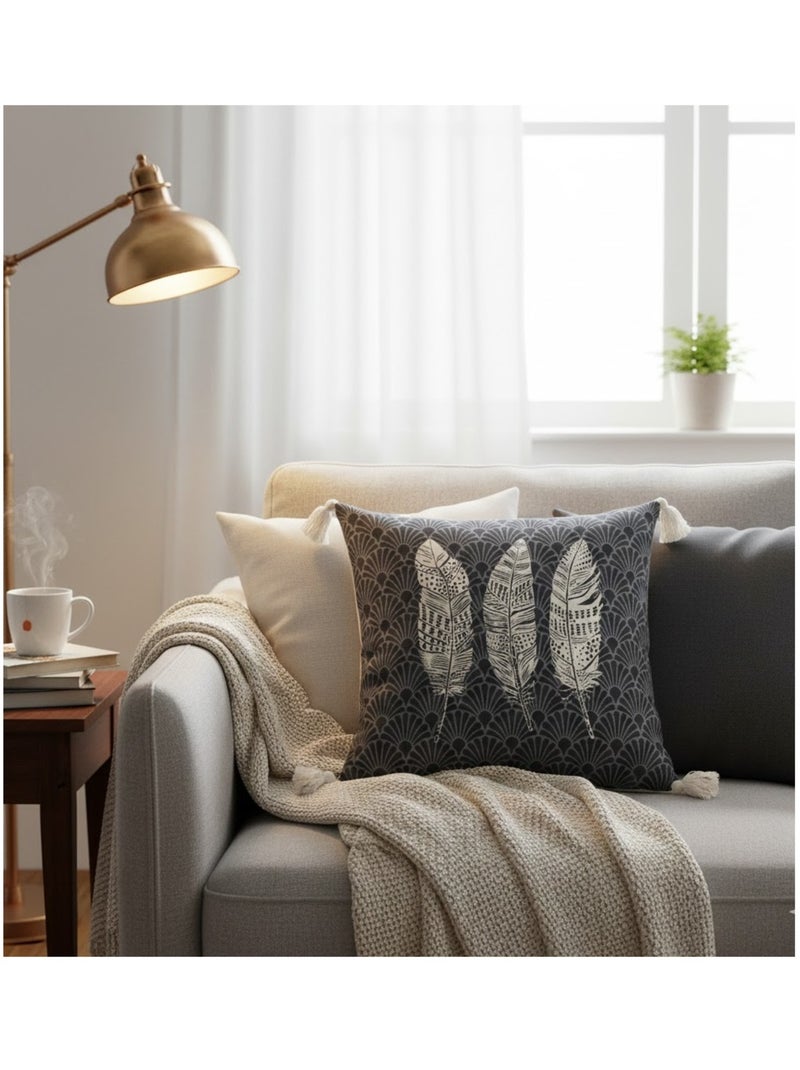 Coussin a pompons Eternity gris anthracite - Kiabi