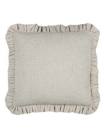Coussin à volants en coton et lin