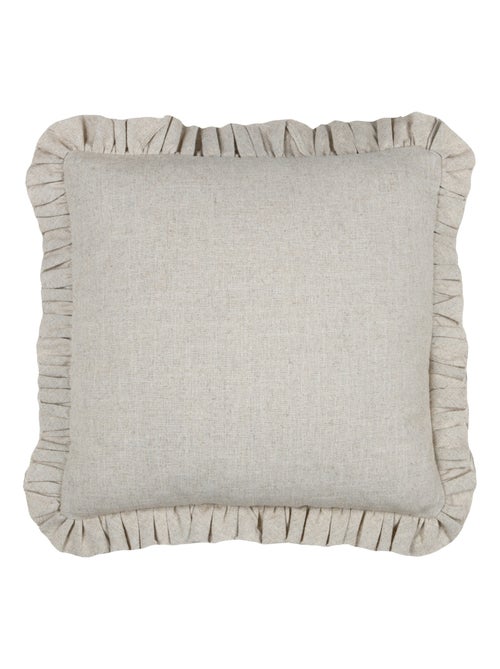 Coussin à volants en coton et lin - Kiabi