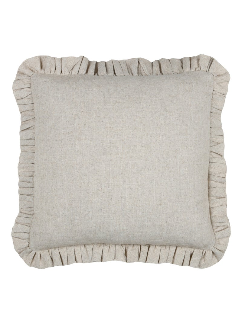 Coussin à volants en coton et lin Beige clair - Kiabi
