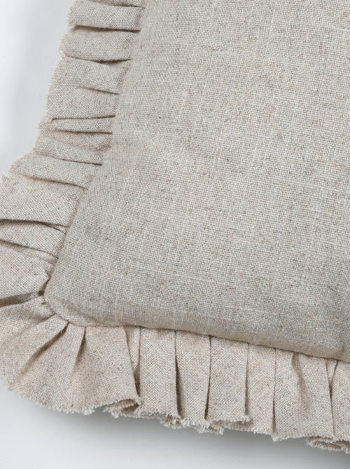 Coussin à volants en coton et lin - Kiabi