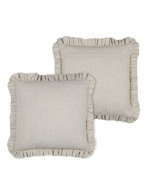 Coussin à volants en coton et lin - Kiabi