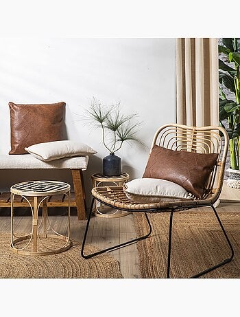 Coussin aspect cuir 'Deko&co'