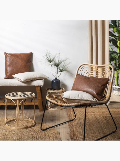 Coussin aspect cuir 'Deko&co' - Kiabi