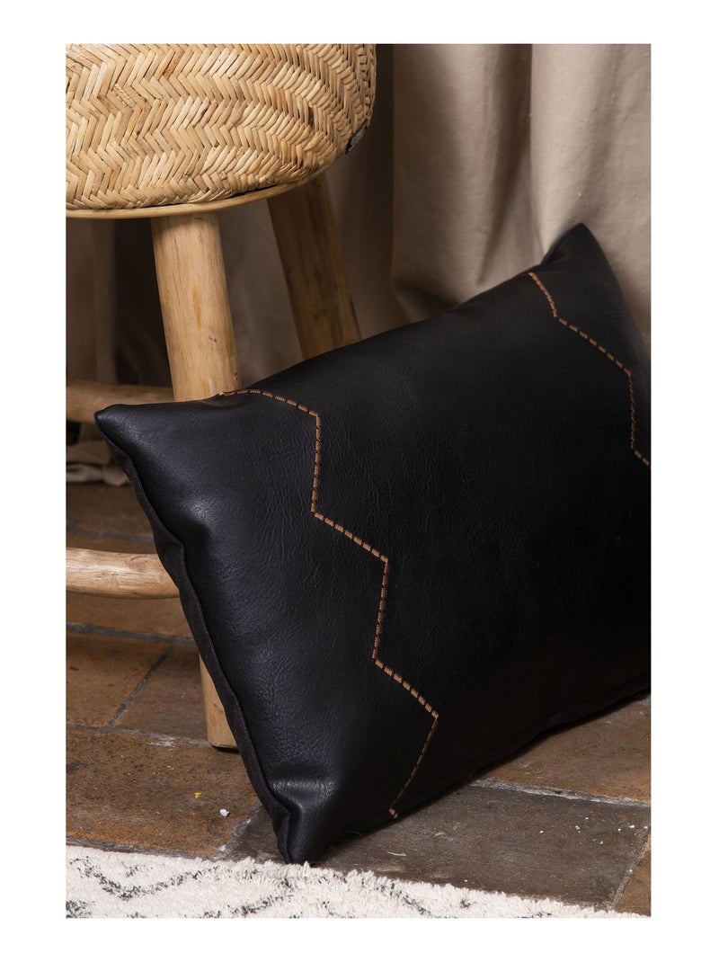 Coussin aspect cuir 'Deko&co' Noir - Kiabi