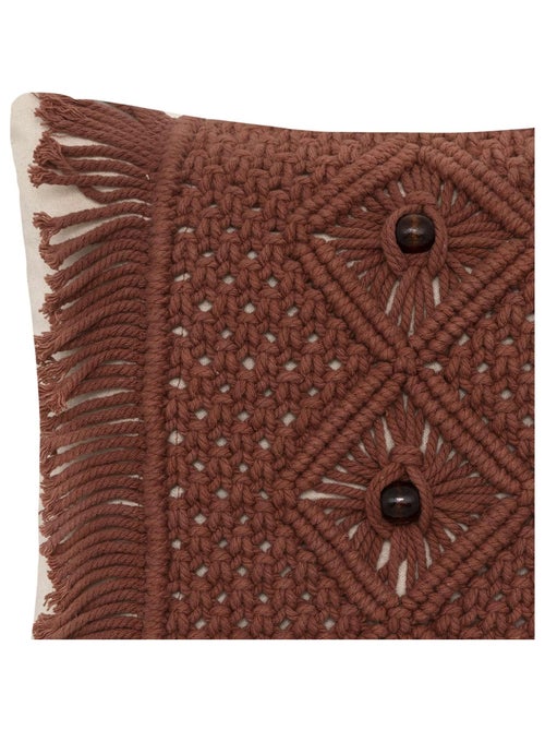 Coussin avec bande en macramé - Kiabi