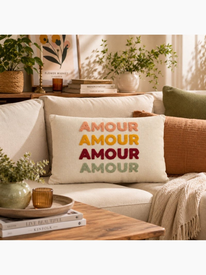 Coussin avec bouclette 30x50cm AMOUR Multicolore - Kiabi