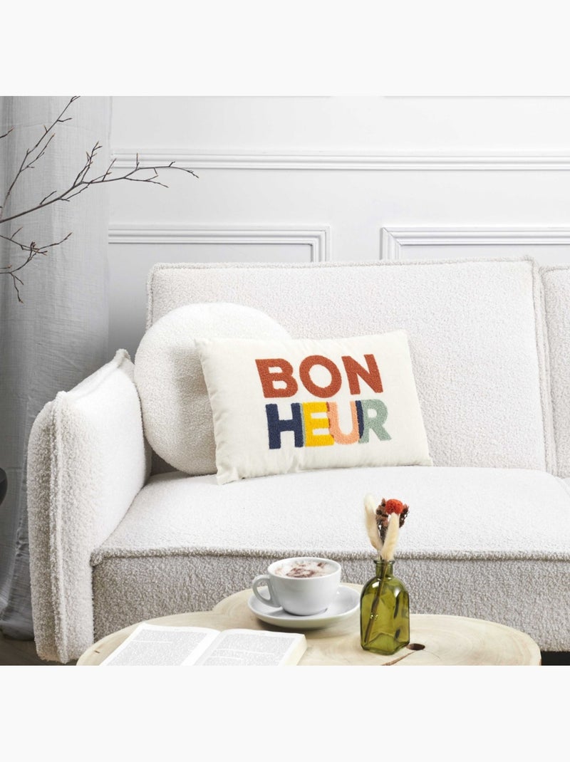 Coussin avec bouclette 30x50cm BONHEUR Multicolore - Kiabi