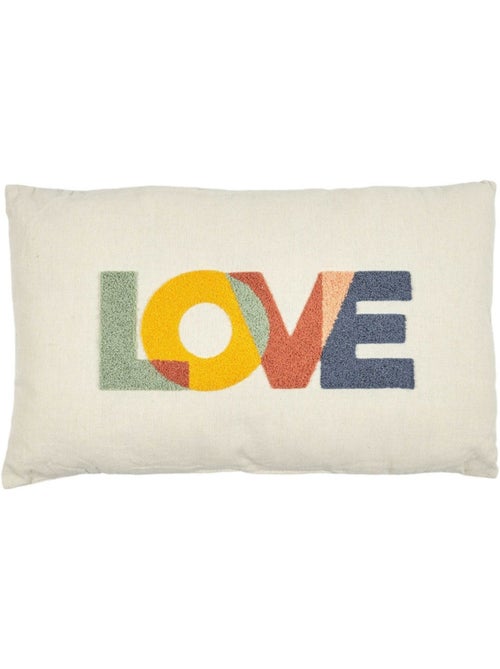 Coussin avec bouclette 30x50cm LOVE - Kiabi Coussin avec bouclette 30x50cm LOVE - Kiabi