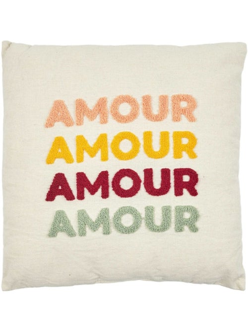 Coussin avec bouclette 40x40 AMOUR - Kiabi