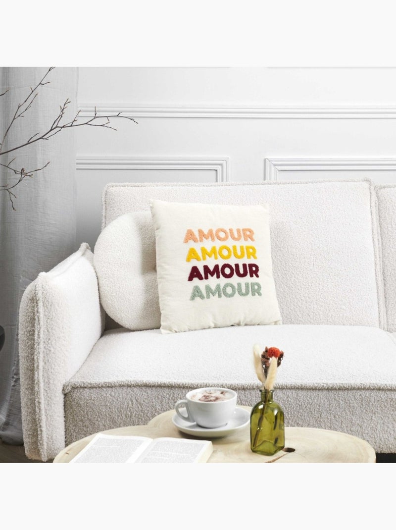 Coussin avec bouclette 40x40 AMOUR Multicolore - Kiabi