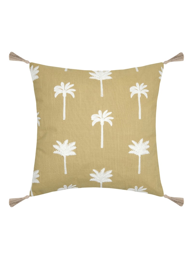 Coussin avec motifs palmier Jaune moutarde - Kiabi
