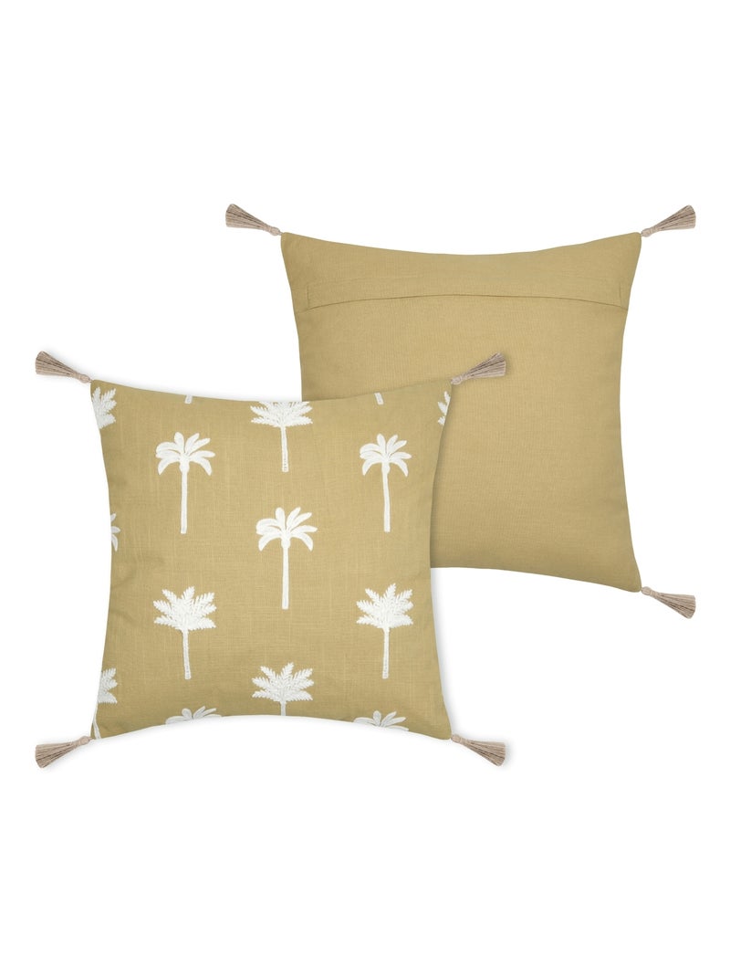 Coussin avec motifs palmier Jaune moutarde - Kiabi