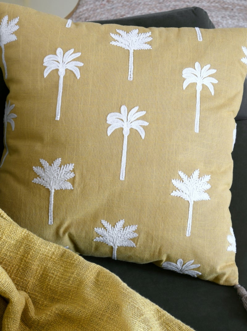 Coussin avec motifs palmier Jaune moutarde - Kiabi