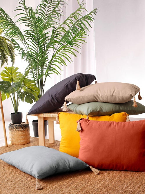 Coussin avec pompons en jute - Kiabi