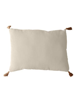 Coussin avec pompons en jute