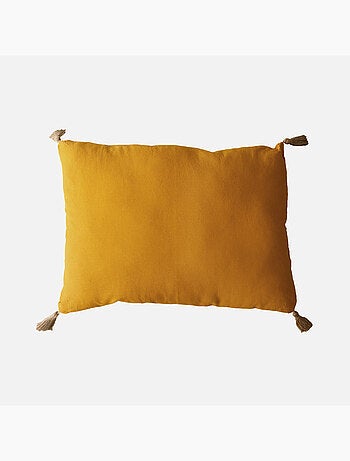 Coussin avec pompons en jute