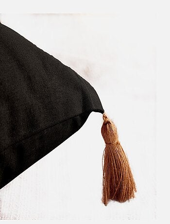 Coussin avec pompons en jute
