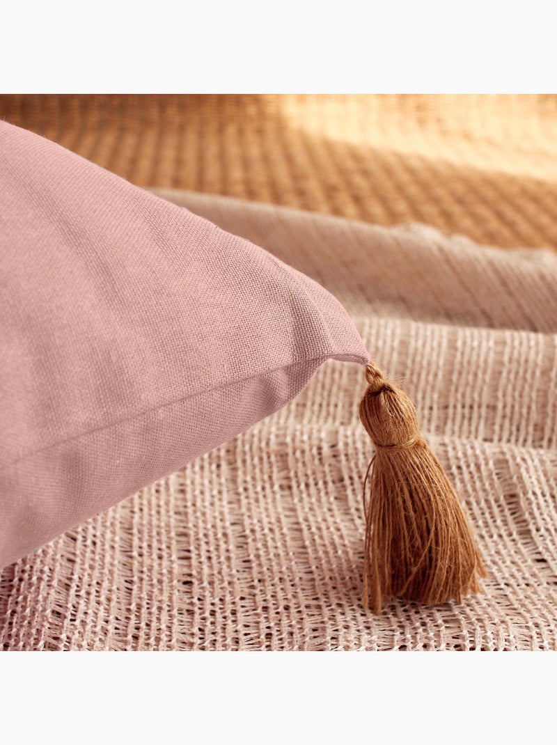 Coussin avec pompons en jute Rose - Kiabi