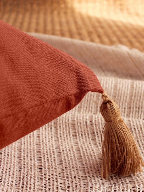 Coussin avec pompons en jute - Kiabi