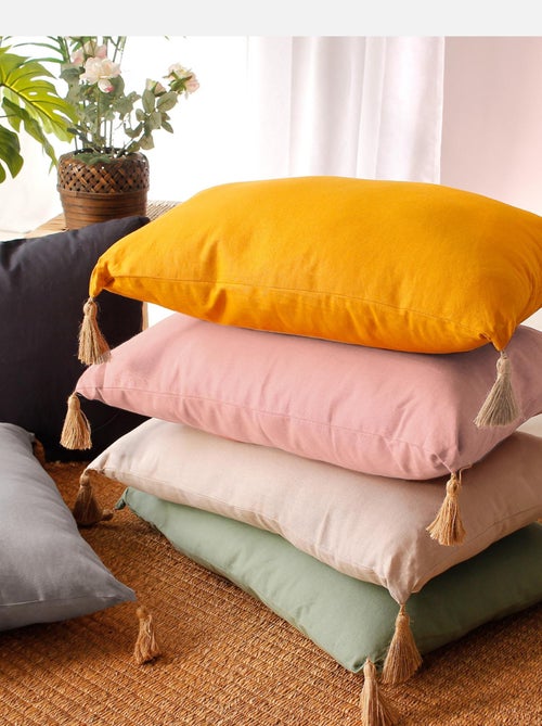 Coussin avec pompons en jute - Kiabi