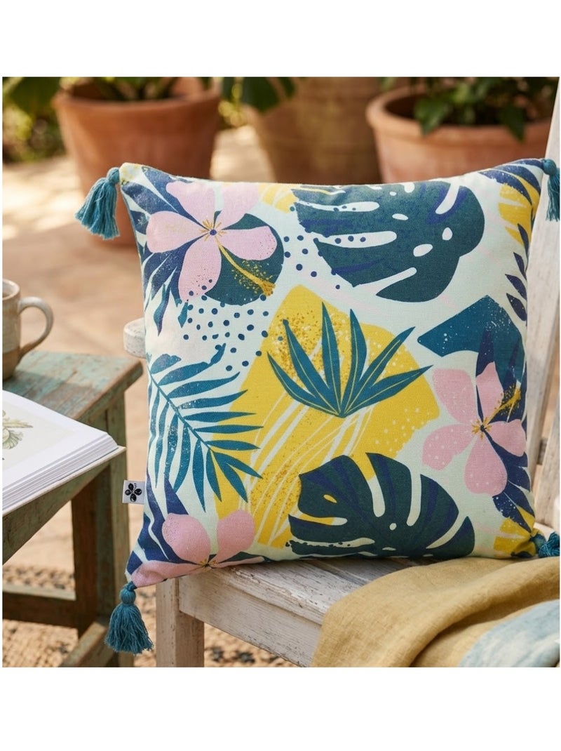 Coussin avec pompons Jasmin Bleu - Kiabi