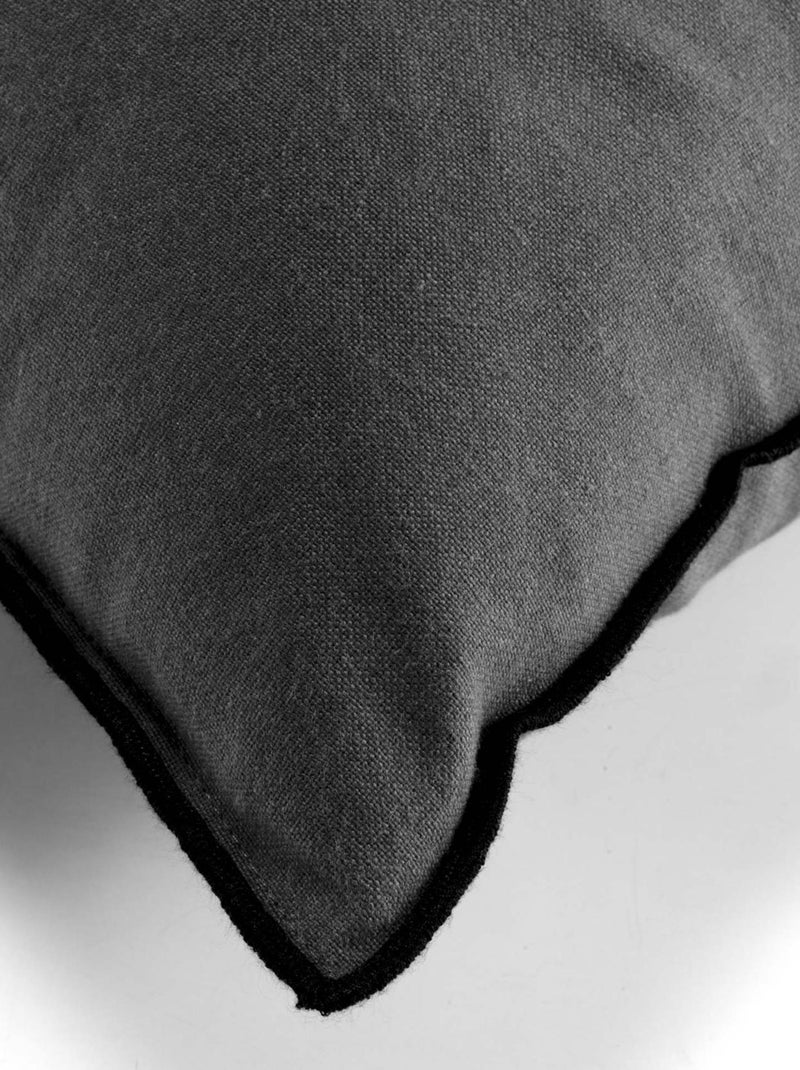 Coussin avec surjet en coton recyclé gris anthracite - Kiabi