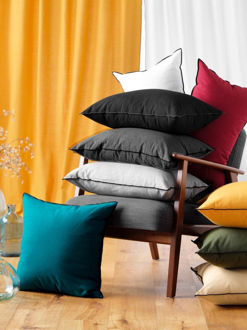Coussin avec surjet en coton recyclé gris anthracite - Kiabi