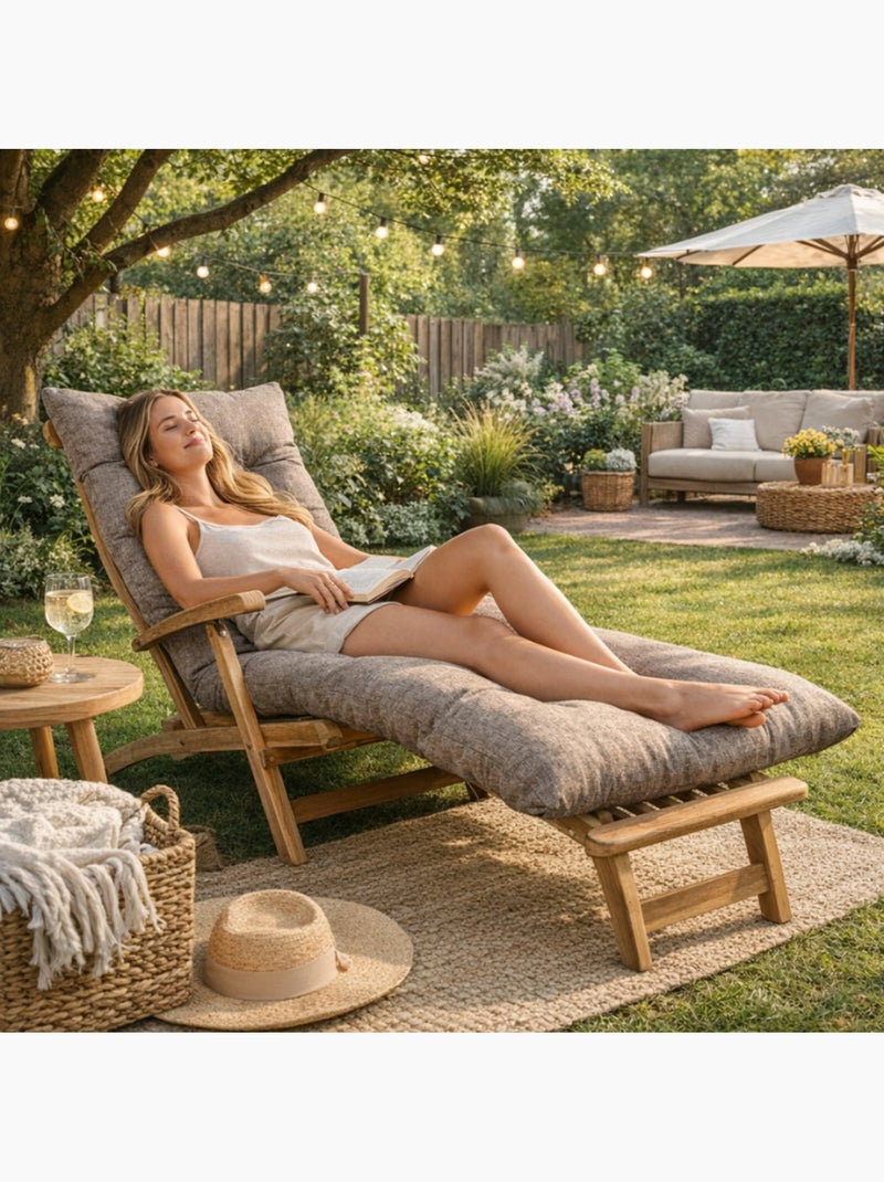 Coussin bain de soleil 185 x 60 x 15 cm Beige - Kiabi