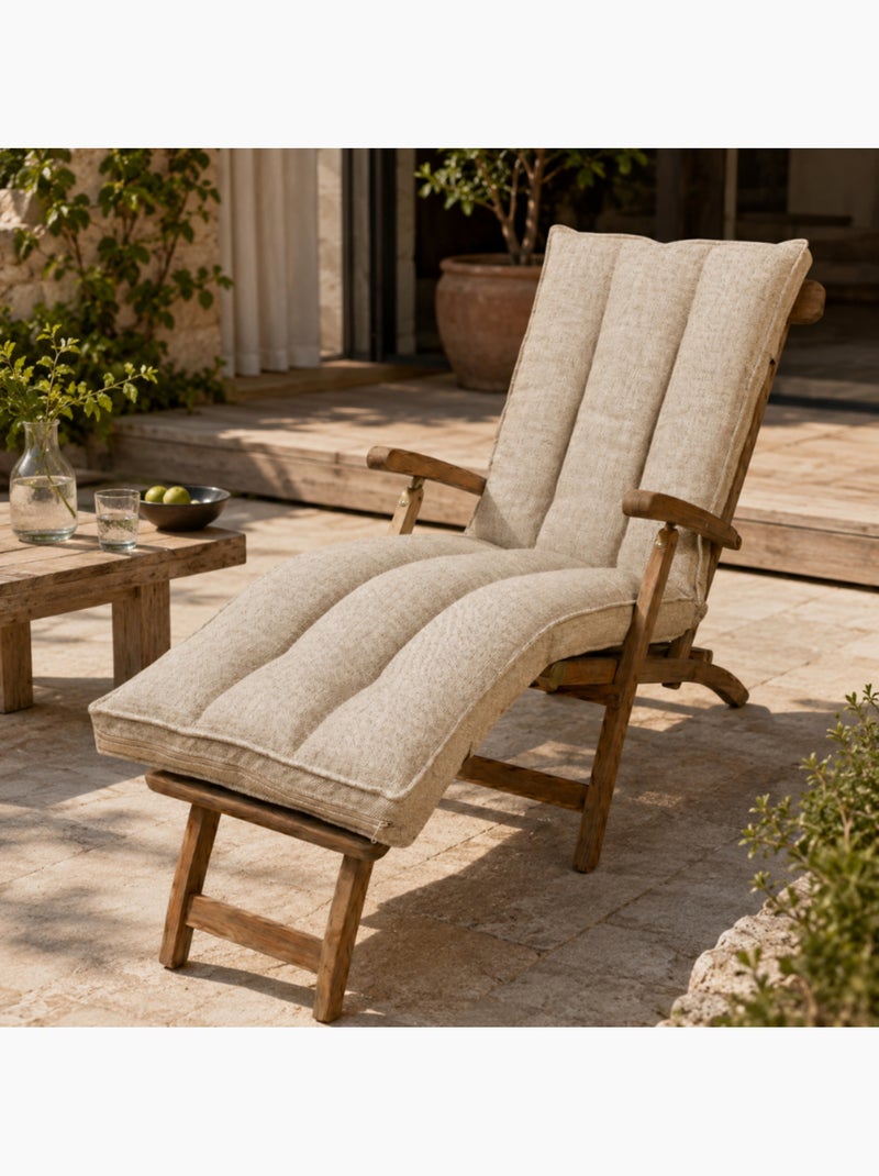 Coussin bain de soleil déhoussable 190x60x15 cm Beige - Kiabi