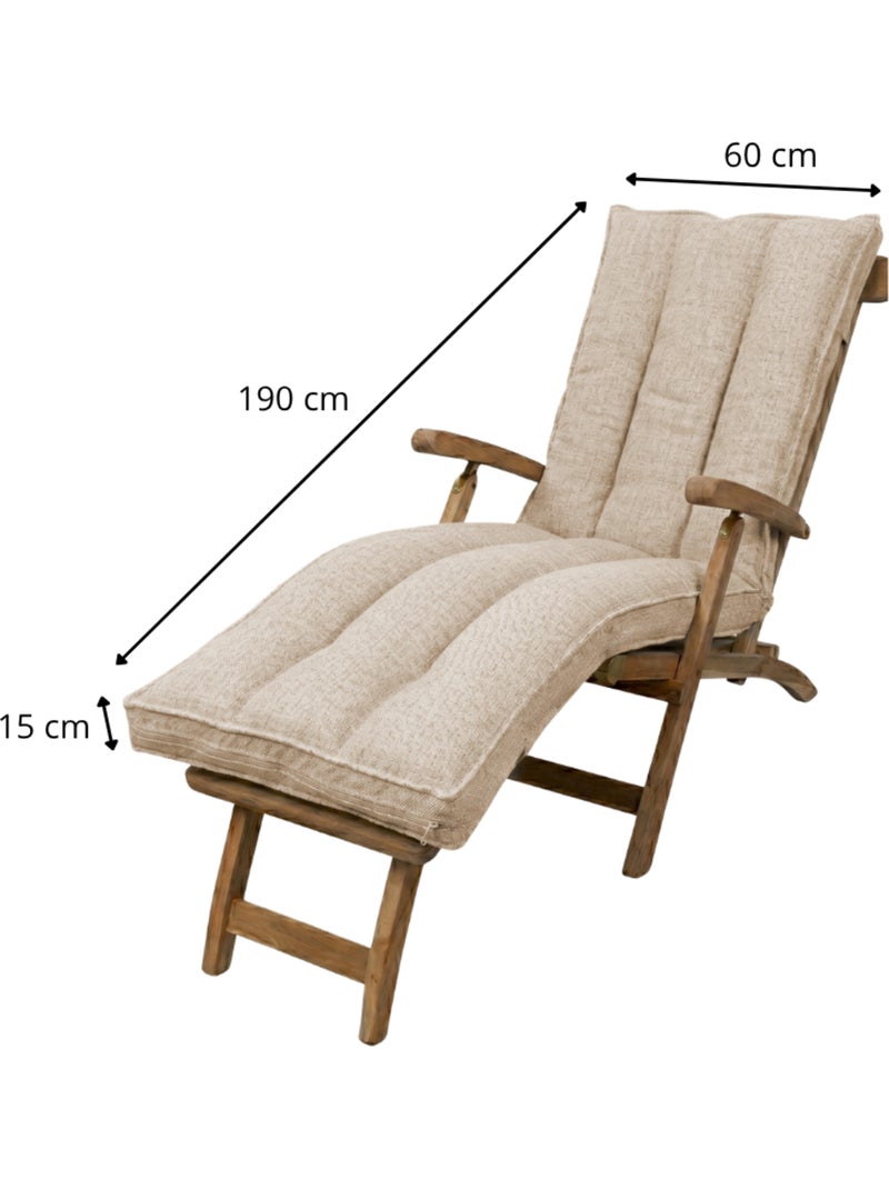 Coussin bain de soleil déhoussable 190x60x15 cm Beige - Kiabi