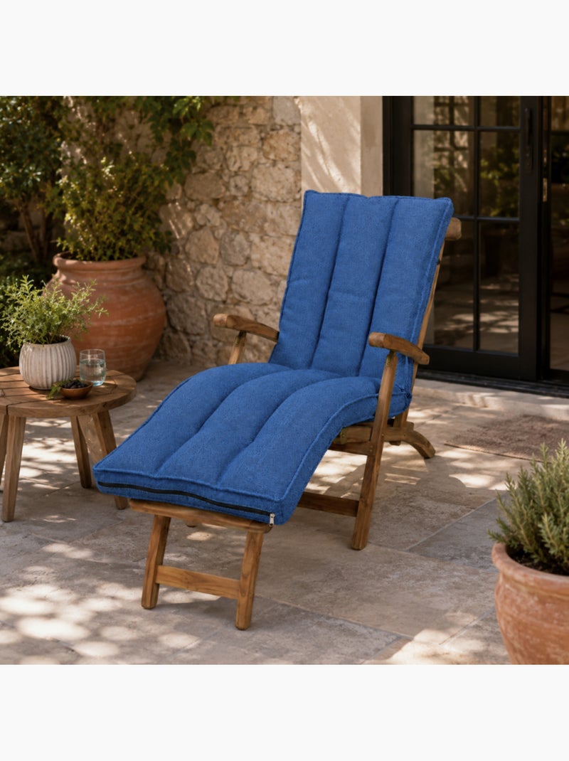 Coussin bain de soleil déhoussable 190x60x15 cm Bleu - Kiabi