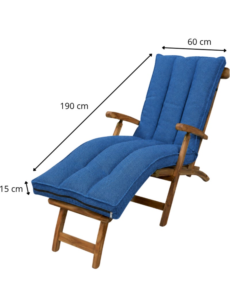 Coussin bain de soleil déhoussable 190x60x15 cm Bleu - Kiabi
