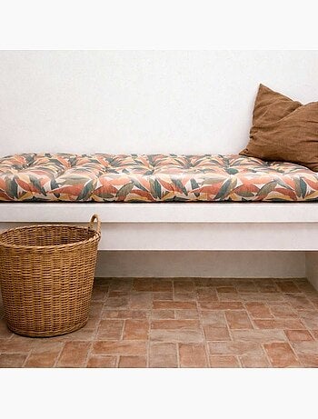 Coussin banc effet lin déperlant & anti-uv imprimé coloré 120x40cm
